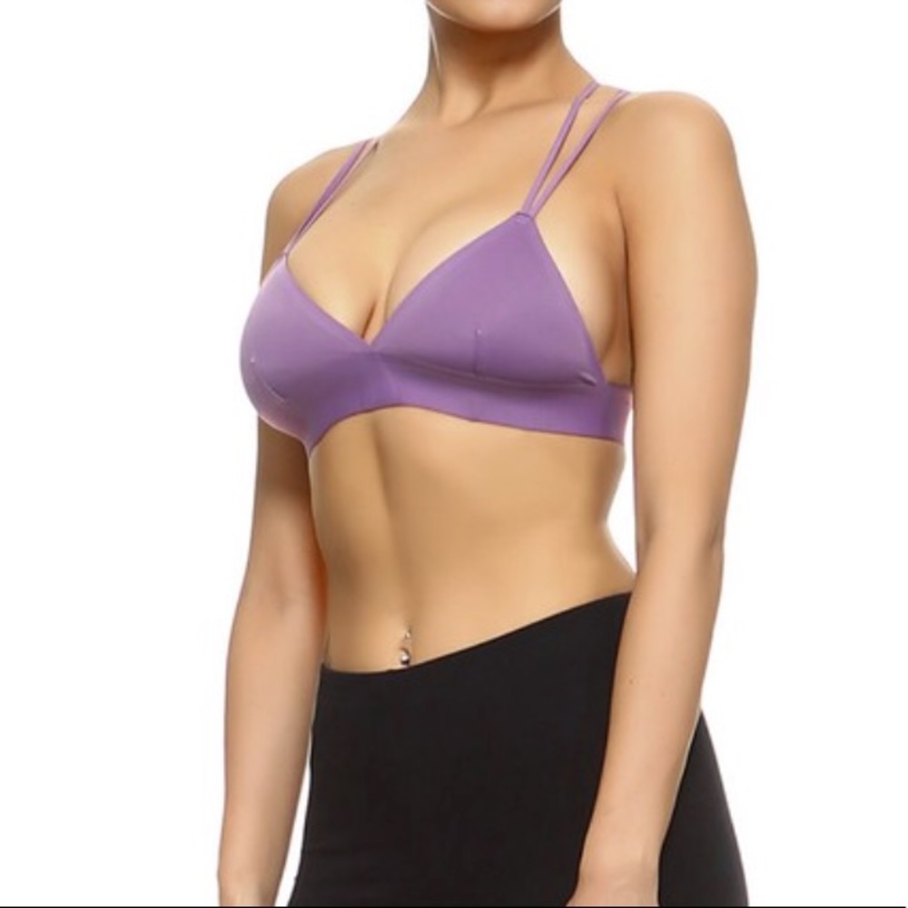 Purple Strappy Wireless Bralette - Women Intimates